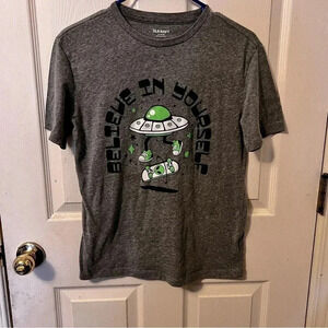 Boys Grey Old Navy Short Sleeve Graphic Tee Size XL UFO Aliens